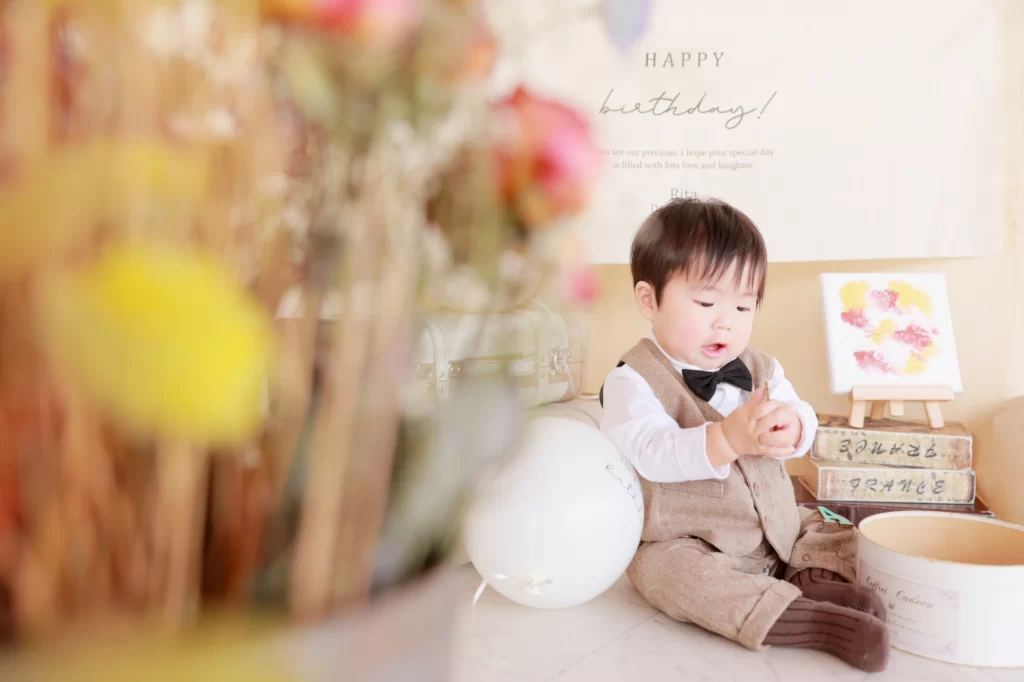 PhotoStudioLiange（リアンジュ湘南）の誕生日記念撮影・1歳の誕生日写真（ファーストバースデーフォト）や、4歳5歳10歳の成長記録まで